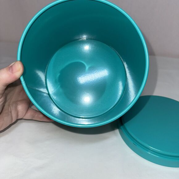 Pioneer Woman Country Garden Floral Turquoise 6.5" Large Tin Canister W/Lid - Picture 5 of 6
